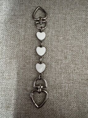 Heart Link Bag Extender with White Enamel Hearts